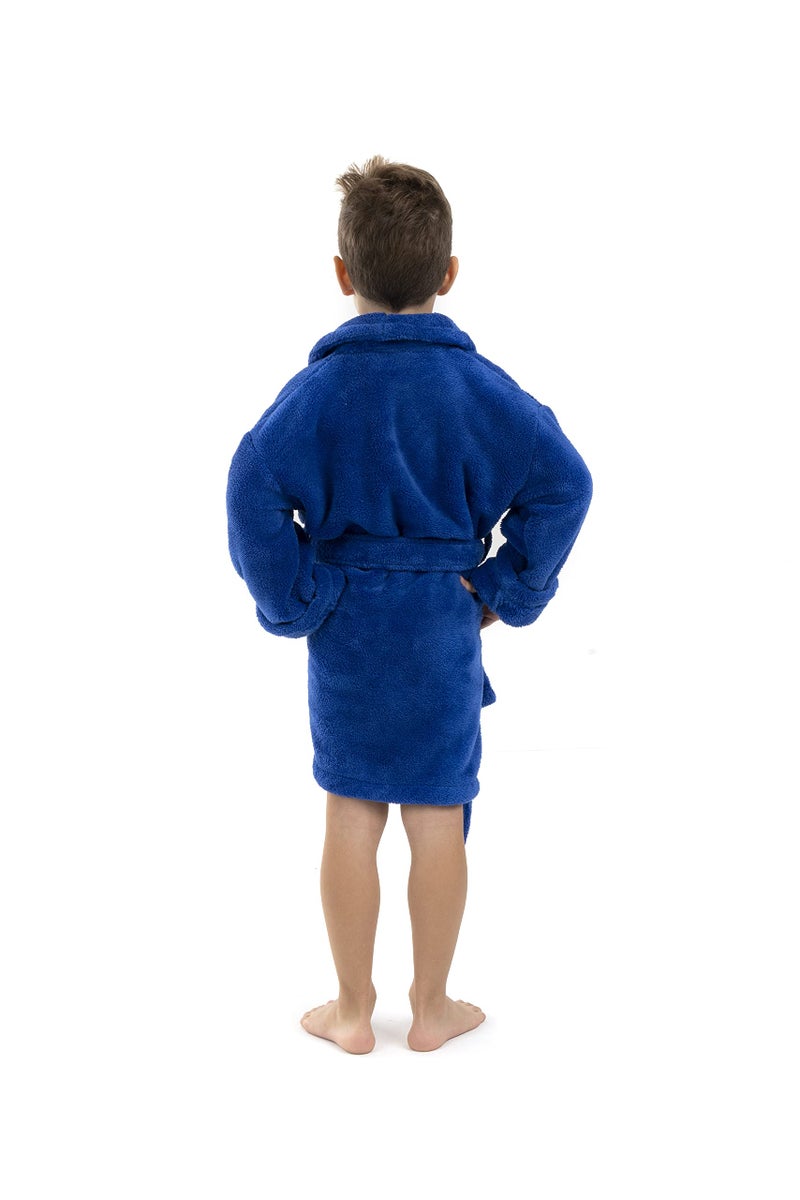 BC BARE COTTON Kids Microfiber Fleece Shawl Robe - Boys (X-Large (Ages 13-15), Royal Blue) - Image 2